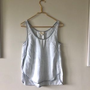 Anthropologie Light Wash Chambray Tank Top
